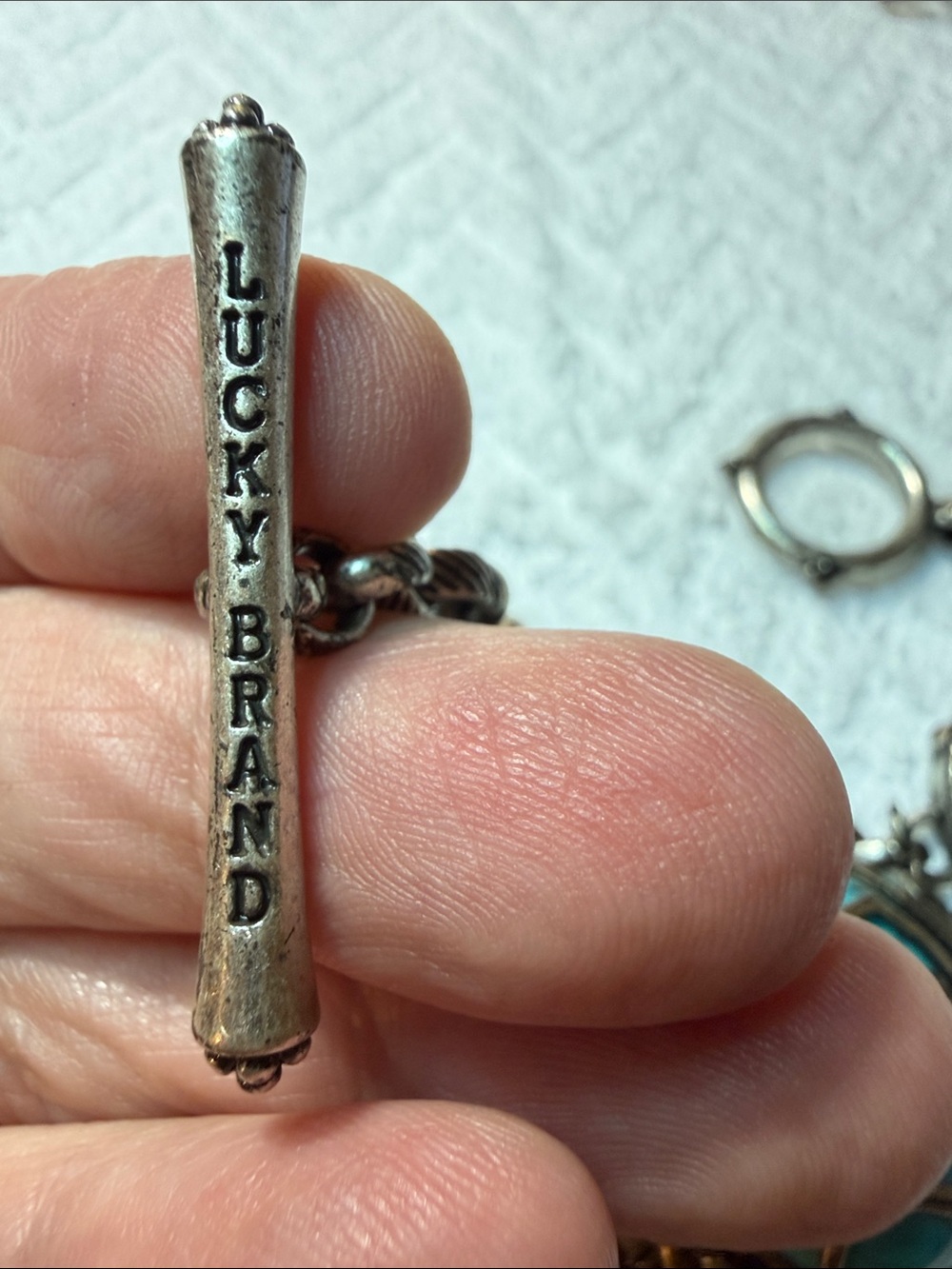 Lucky Brand Turquoise Rose Silver-Tone Toggle Bracelet - Picture 2 of 16